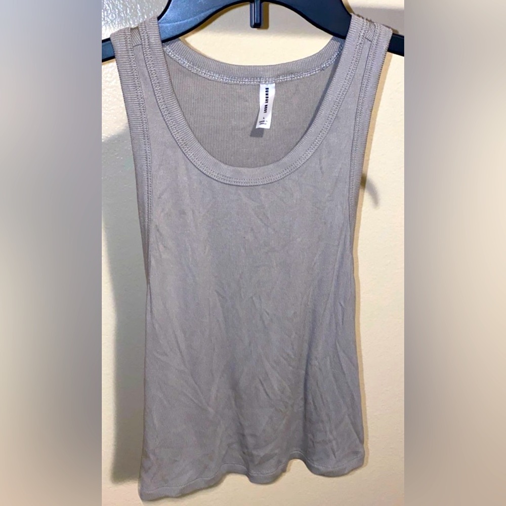 NWOT Sunday Best Khaki Green Crop Top Tank Top size Large